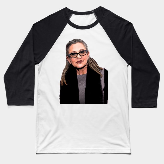 Carrie Fisher Cartoonish Baseball T-Shirt by baranskini